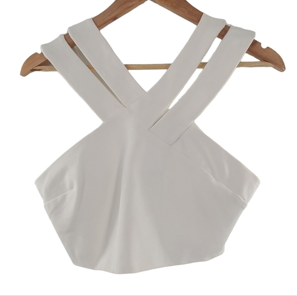 Nicholas Ponte Double Strap Crop Top size 6 Off White - Picture 3 of 7